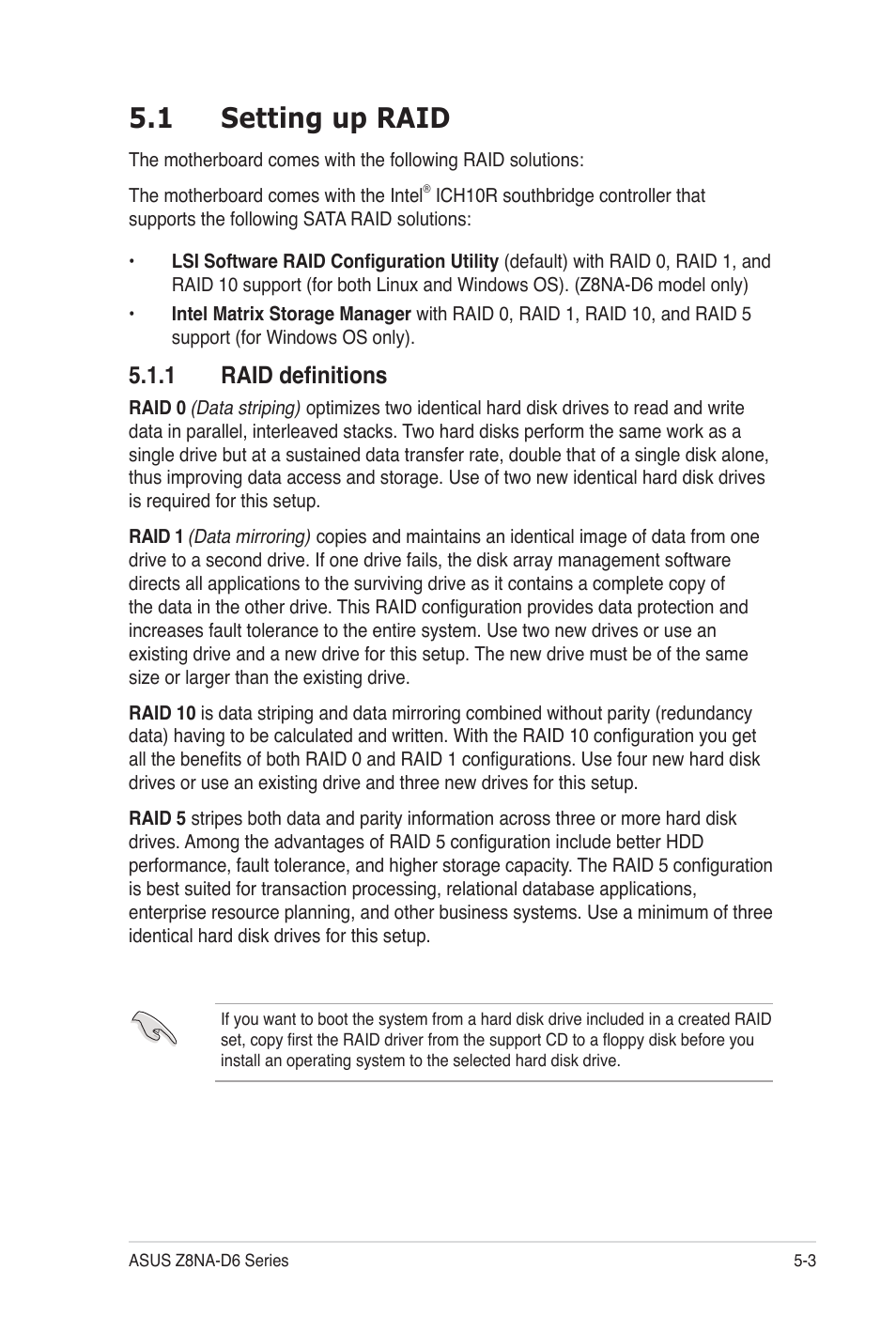 1 setting up raid, 1 raid definitions | Asus Z8NA-D6C User Manual | Page 105 / 168