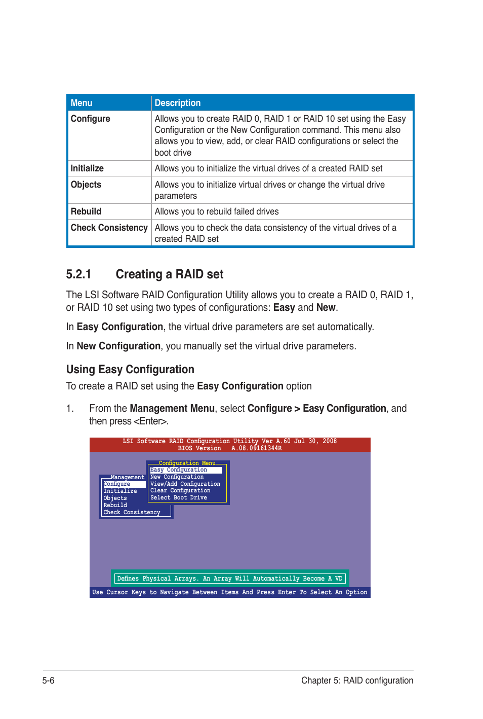 1 creating a raid set, Using easy configuration | Asus Z8NA-D6C User Manual | Page 108 / 168