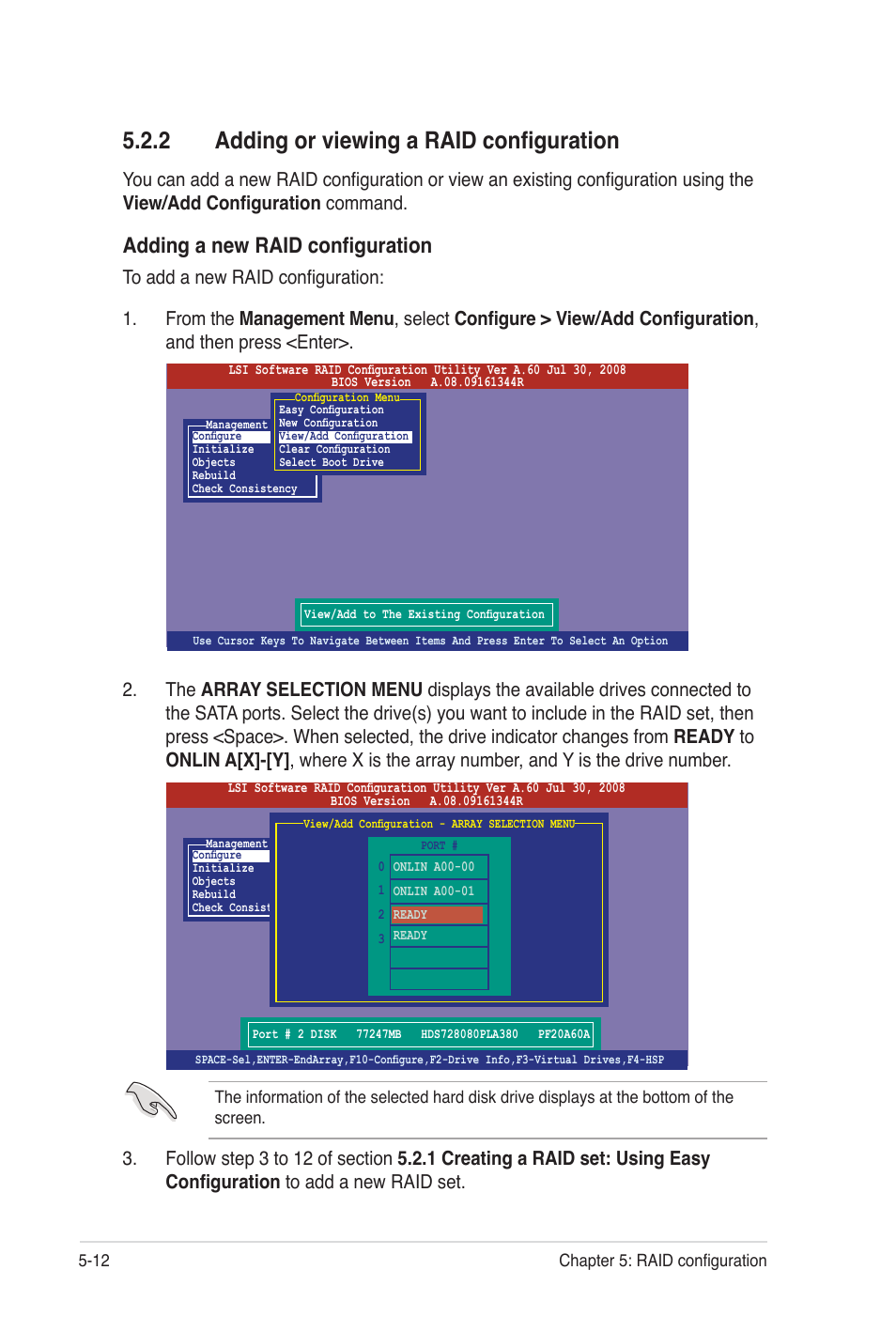 2 adding or viewing a raid configuration, Adding a new raid configuration | Asus Z8NA-D6C User Manual | Page 114 / 168