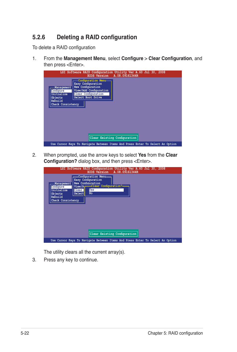 6 deleting a raid configuration | Asus Z8NA-D6C User Manual | Page 124 / 168