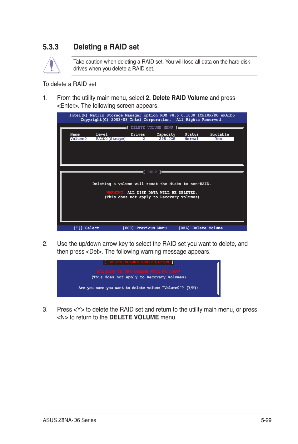 3 deleting a raid set | Asus Z8NA-D6C User Manual | Page 131 / 168