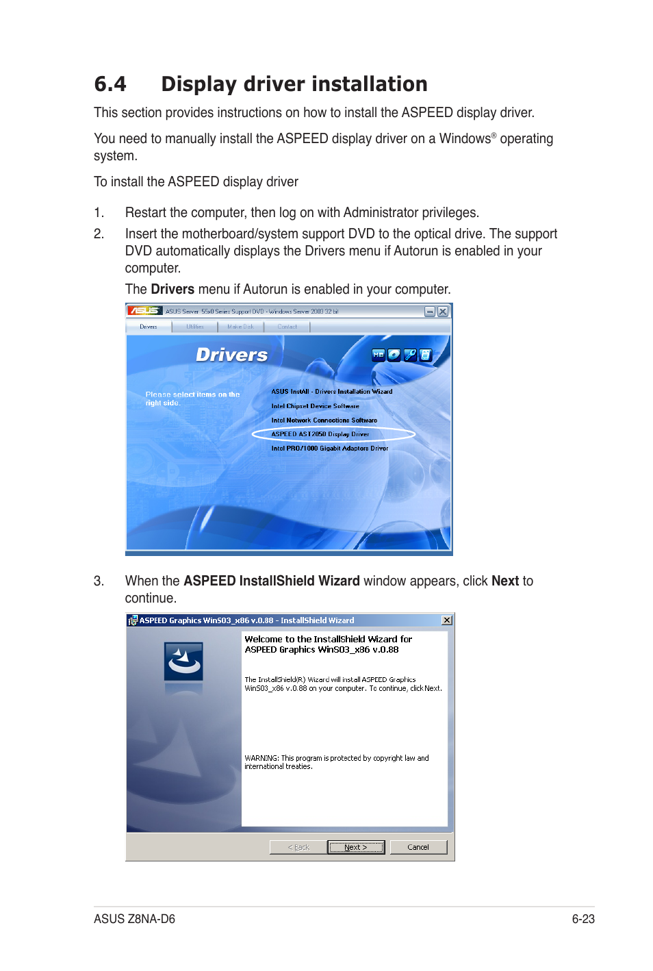 4 display driver installation | Asus Z8NA-D6C User Manual | Page 159 / 168