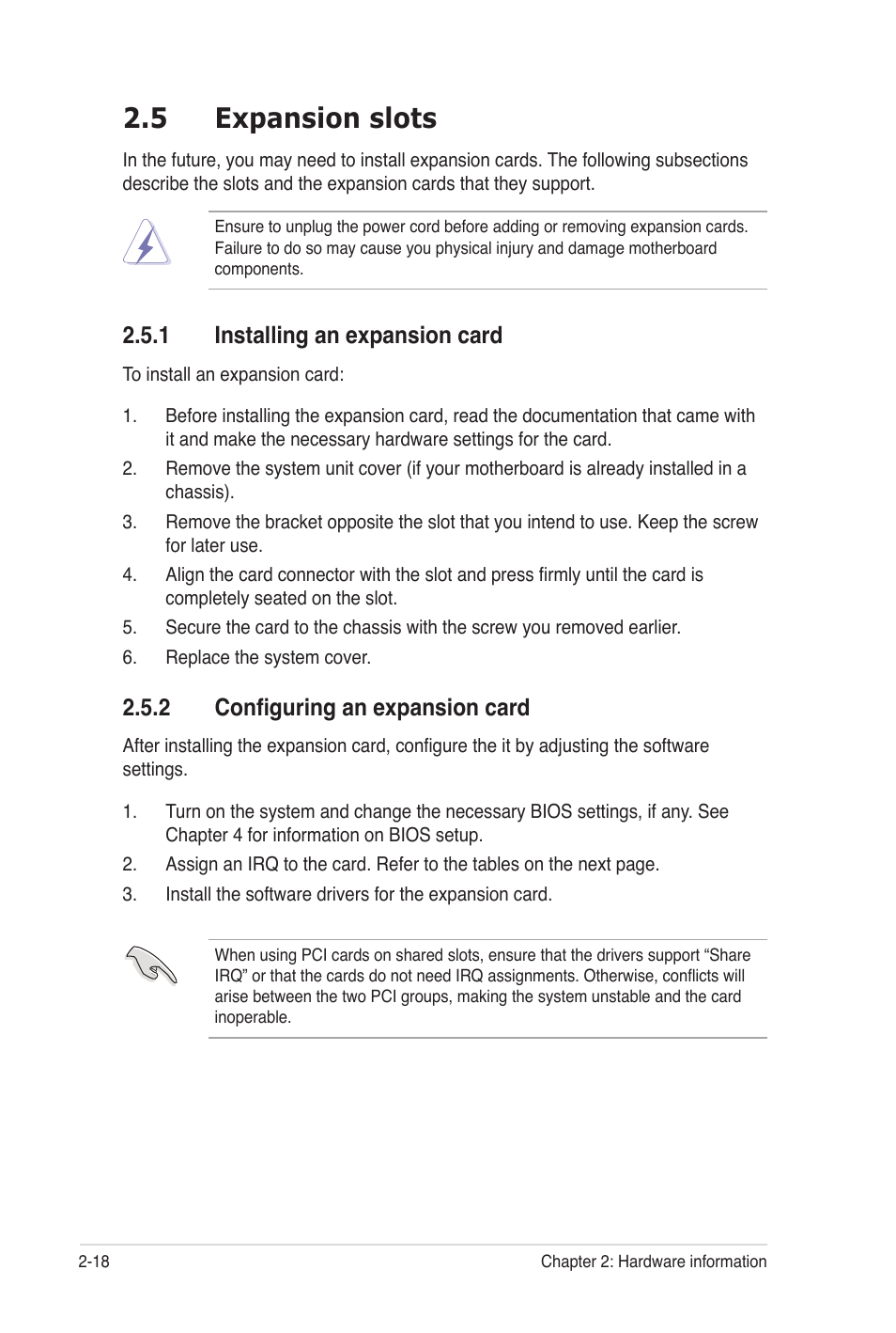 5 expansion slots, 1 installing an expansion card, 2 configuring an expansion card | Asus Z8NA-D6C User Manual | Page 38 / 168