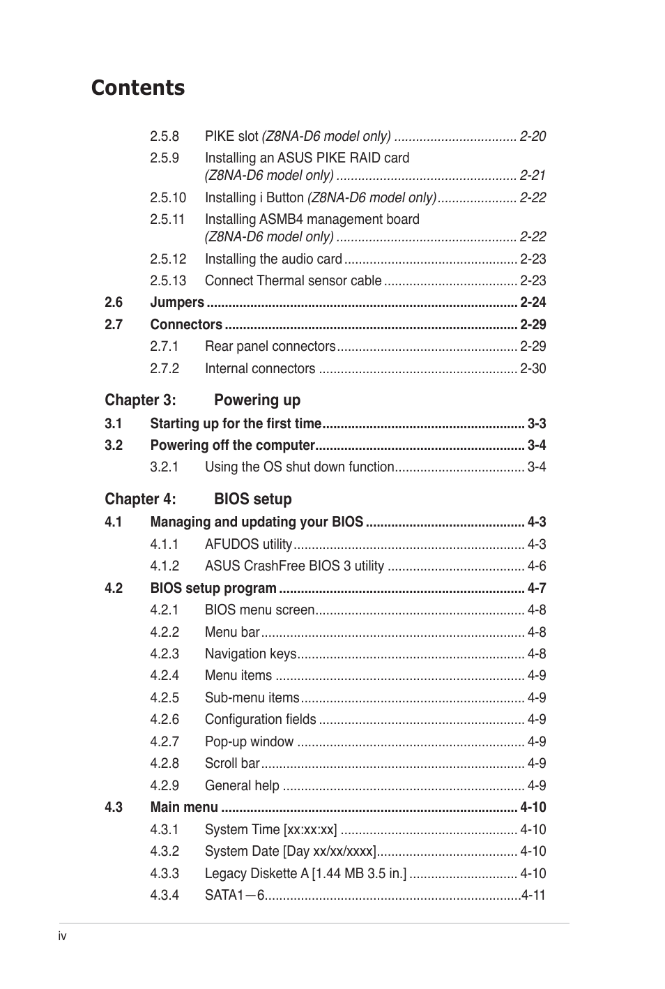 Asus Z8NA-D6C User Manual | Page 4 / 168