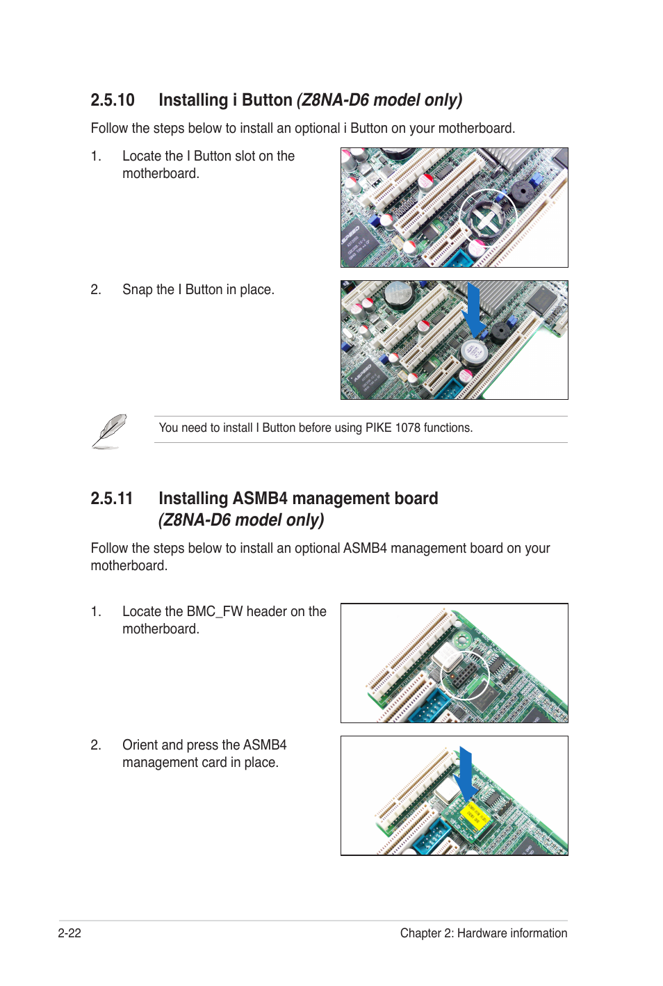 10 installing i button (z8na-d6 model only) | Asus Z8NA-D6C User Manual | Page 42 / 168