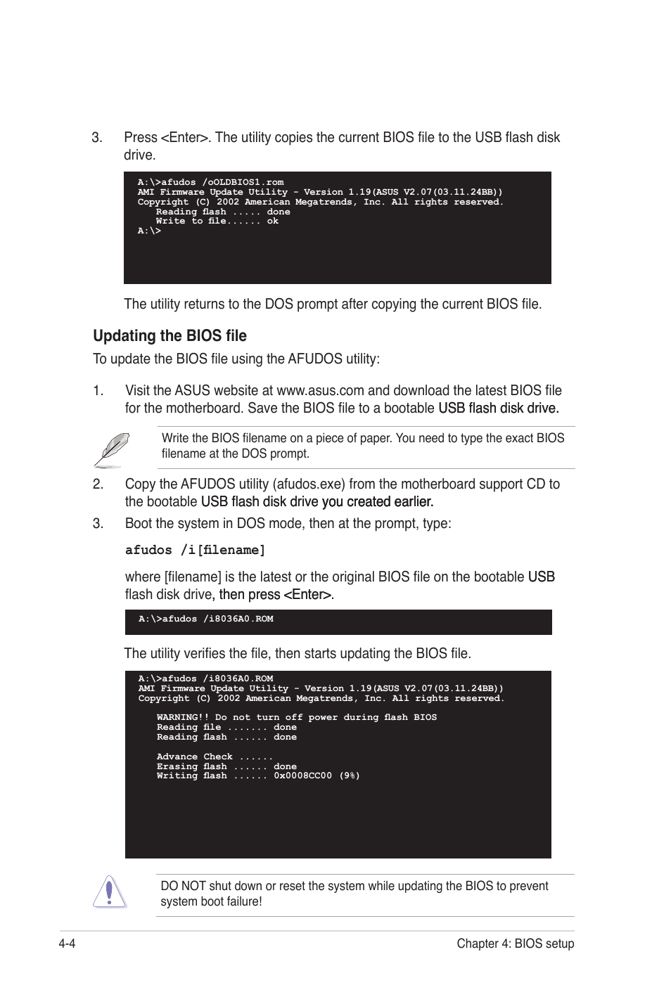 Updating the bios file | Asus Z8NA-D6C User Manual | Page 66 / 168