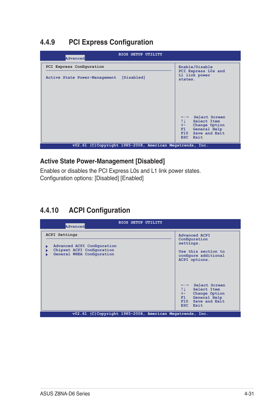 10 acpi configuration, 9 pci express configuration, Active state power-management [disabled | Asus Z8NA-D6C User Manual | Page 93 / 168