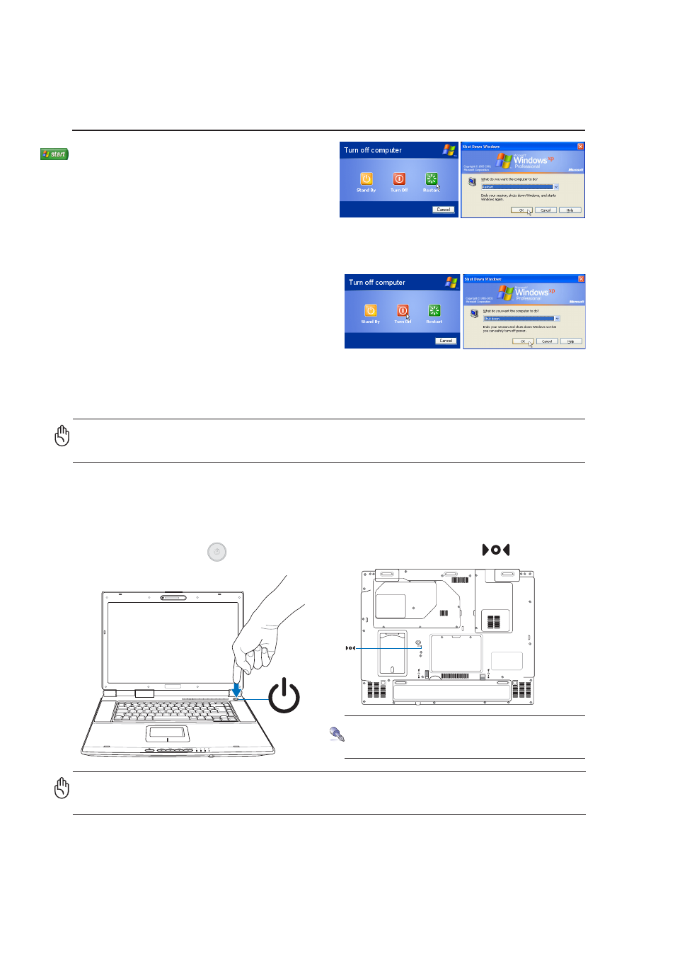 Restarting or rebooting, Powering off | Asus Z83V User Manual | Page 26 / 74