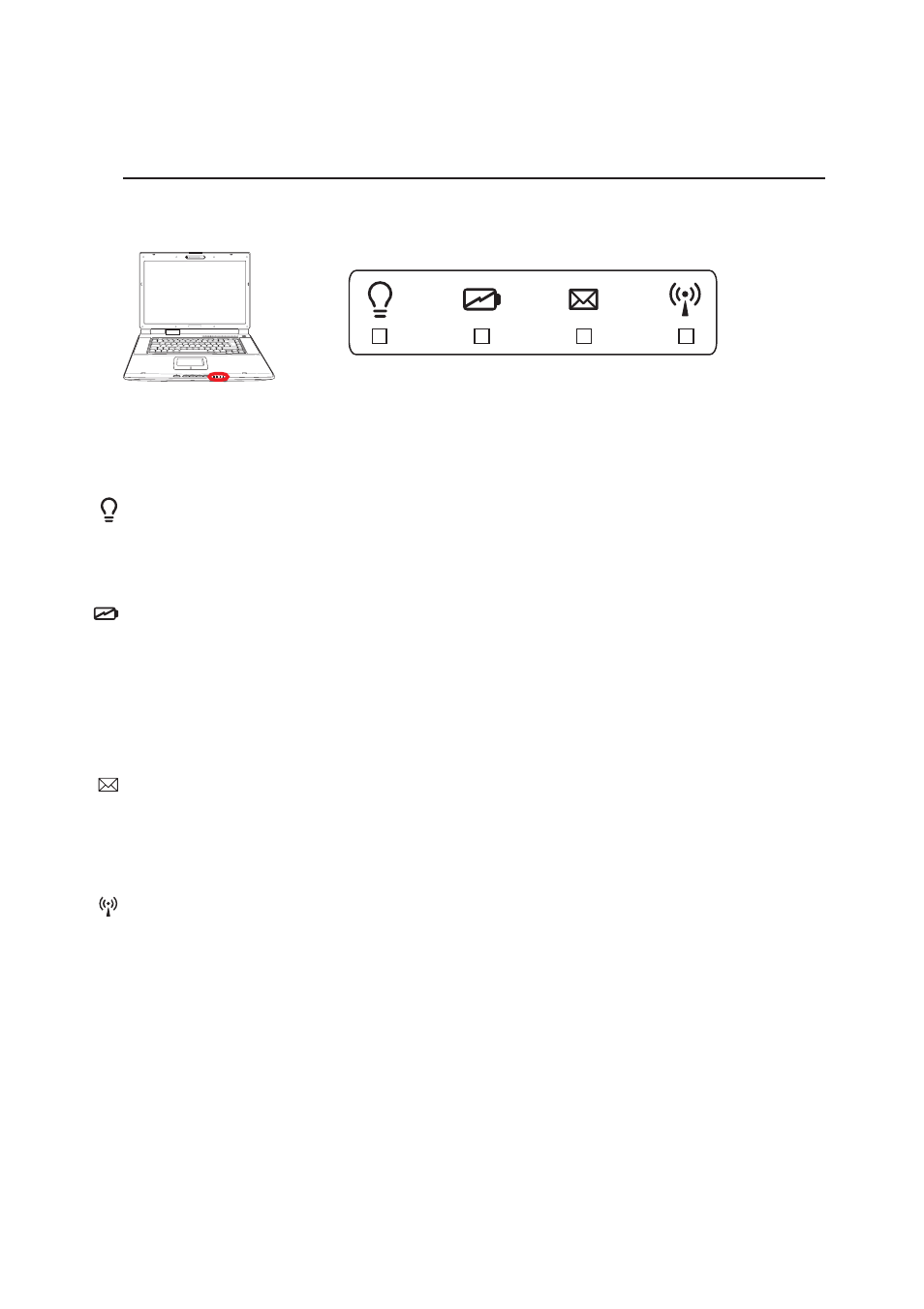 Status indicators (front) | Asus Z83V User Manual | Page 31 / 74