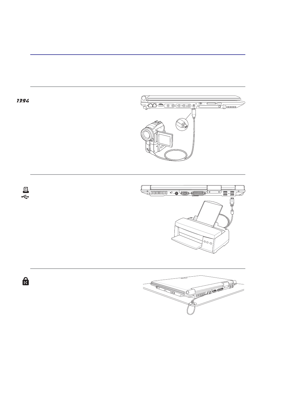 Optional connections (cont.), Ieee1394 connection, Printer connection | Asus Z83V User Manual | Page 56 / 74