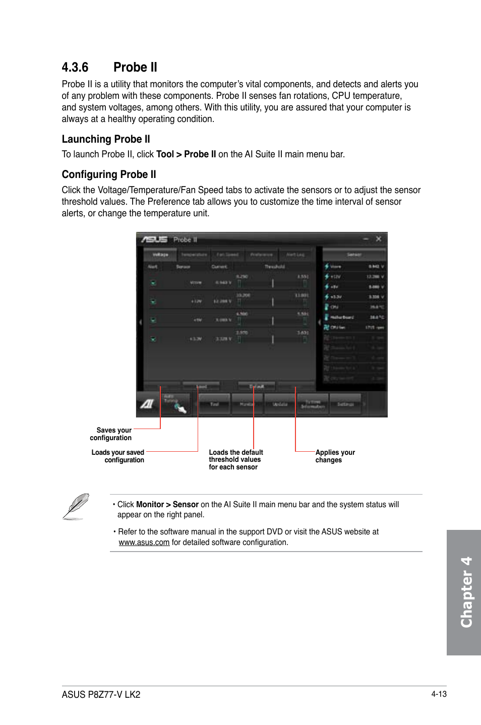 6 probe ii, Probe ii -13, Chapter 4 | Asus P8Z77-V LK2 User Manual | Page 111 / 156