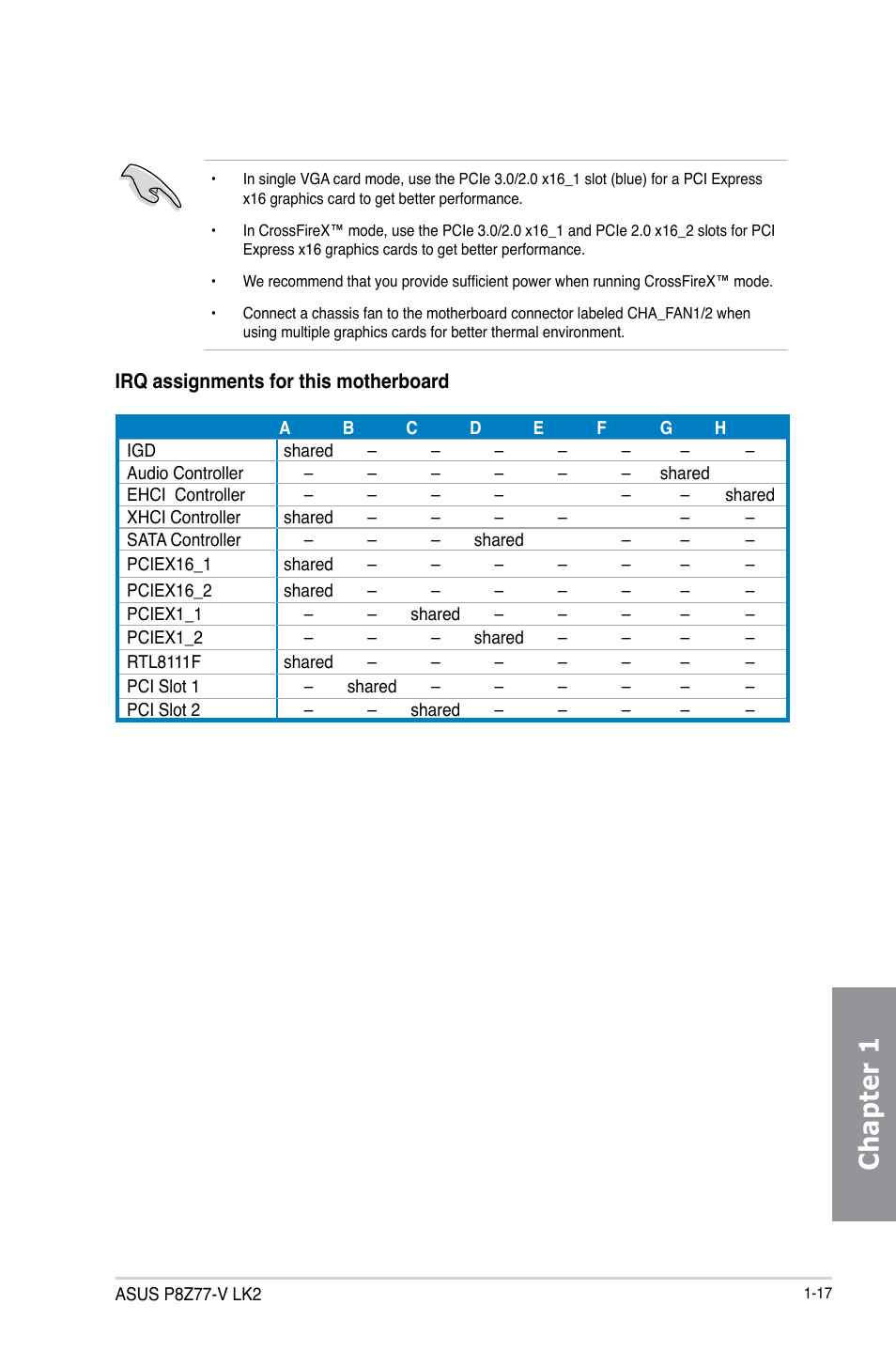 Chapter 1 | Asus P8Z77-V LK2 User Manual | Page 31 / 156