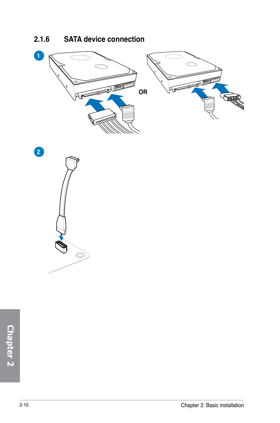 6 sata device connection, Sata device connection -10, Chapter 2 | Asus P8Z77-V LK2 User Manual | Page 52 / 156