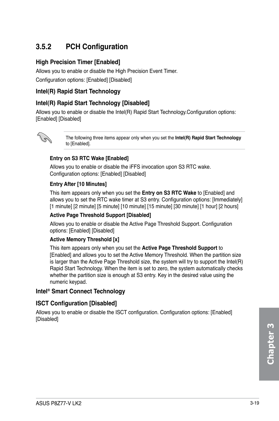 2 pch configuration, Pch configuration -19, Chapter 3 | Asus P8Z77-V LK2 User Manual | Page 77 / 156