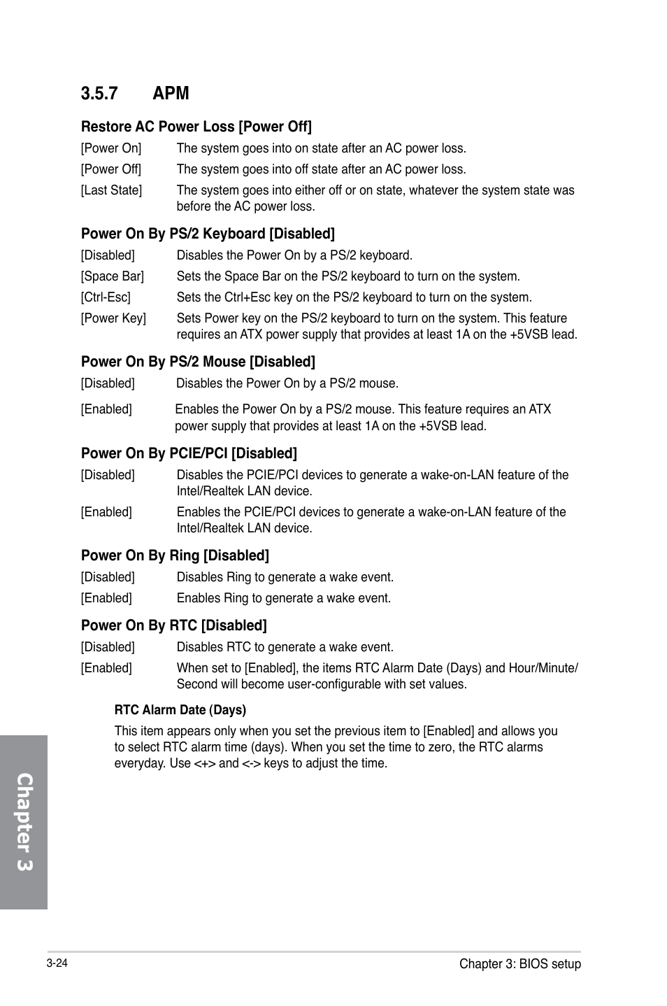 7 apm, Apm -24, Chapter 3 | Asus P8Z77-V LK2 User Manual | Page 82 / 156