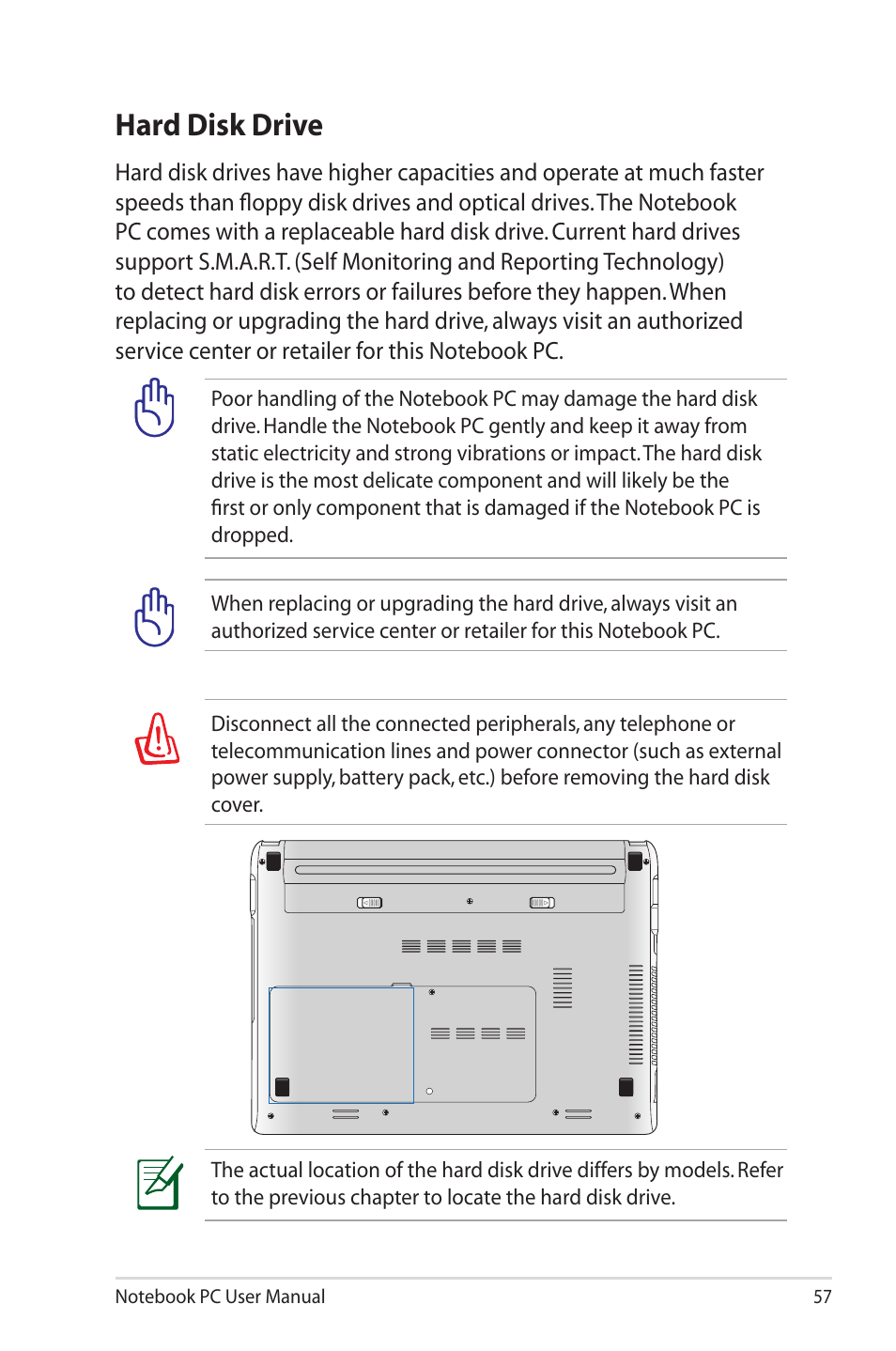 Hard disk drive | Asus X32VM User Manual | Page 57 / 110