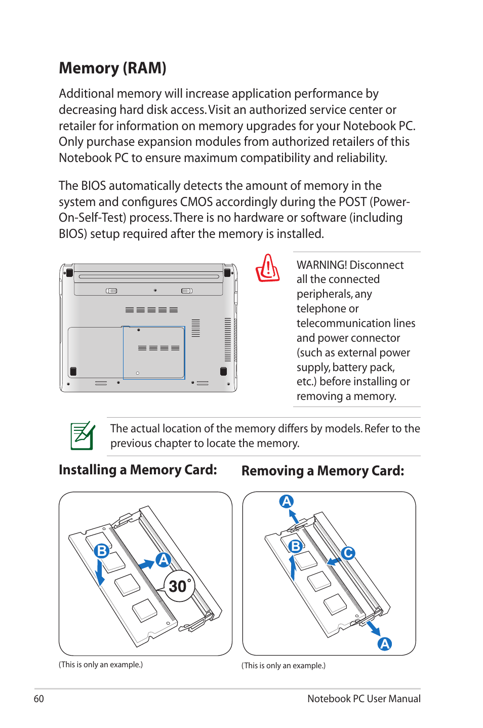 Memory (ram) | Asus X32VM User Manual | Page 60 / 110