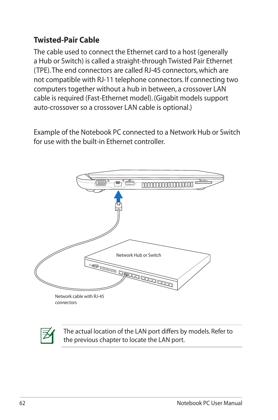 Twisted-pair cable | Asus X32VM User Manual | Page 62 / 110