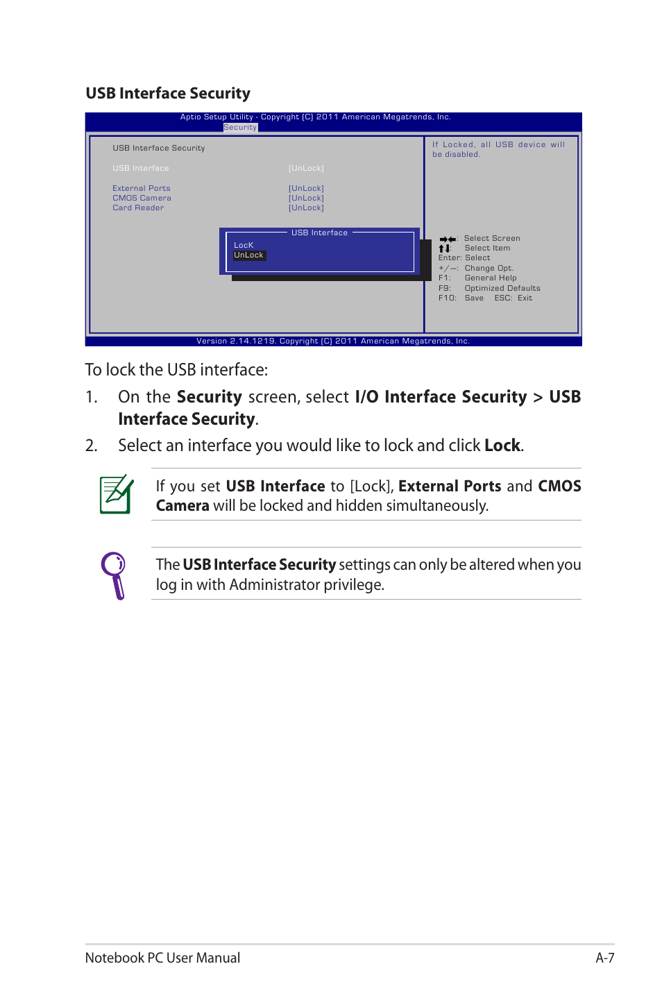 Usb interface security | Asus X32VM User Manual | Page 79 / 110