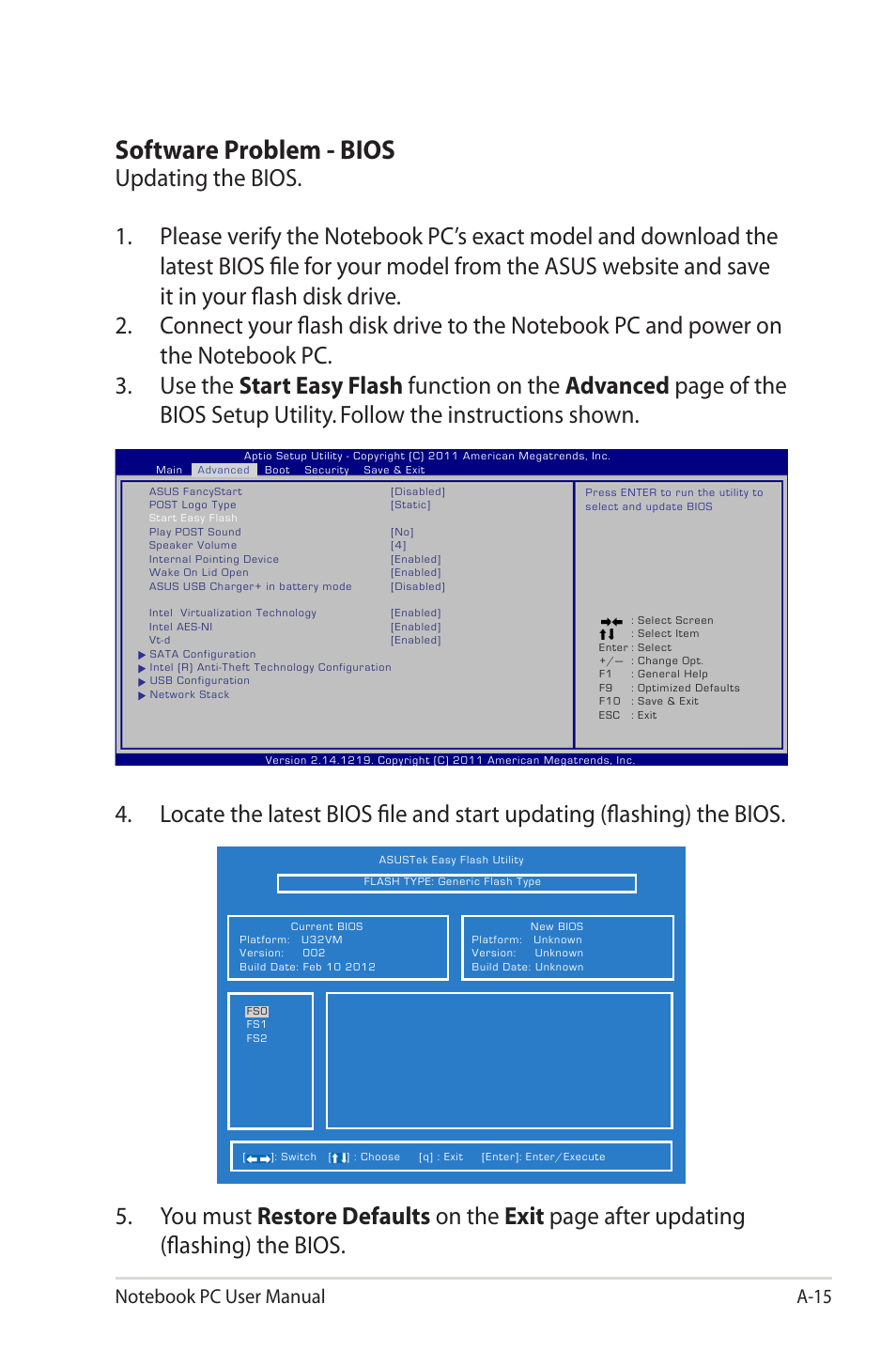 Software problem - bios | Asus X32VM User Manual | Page 87 / 110