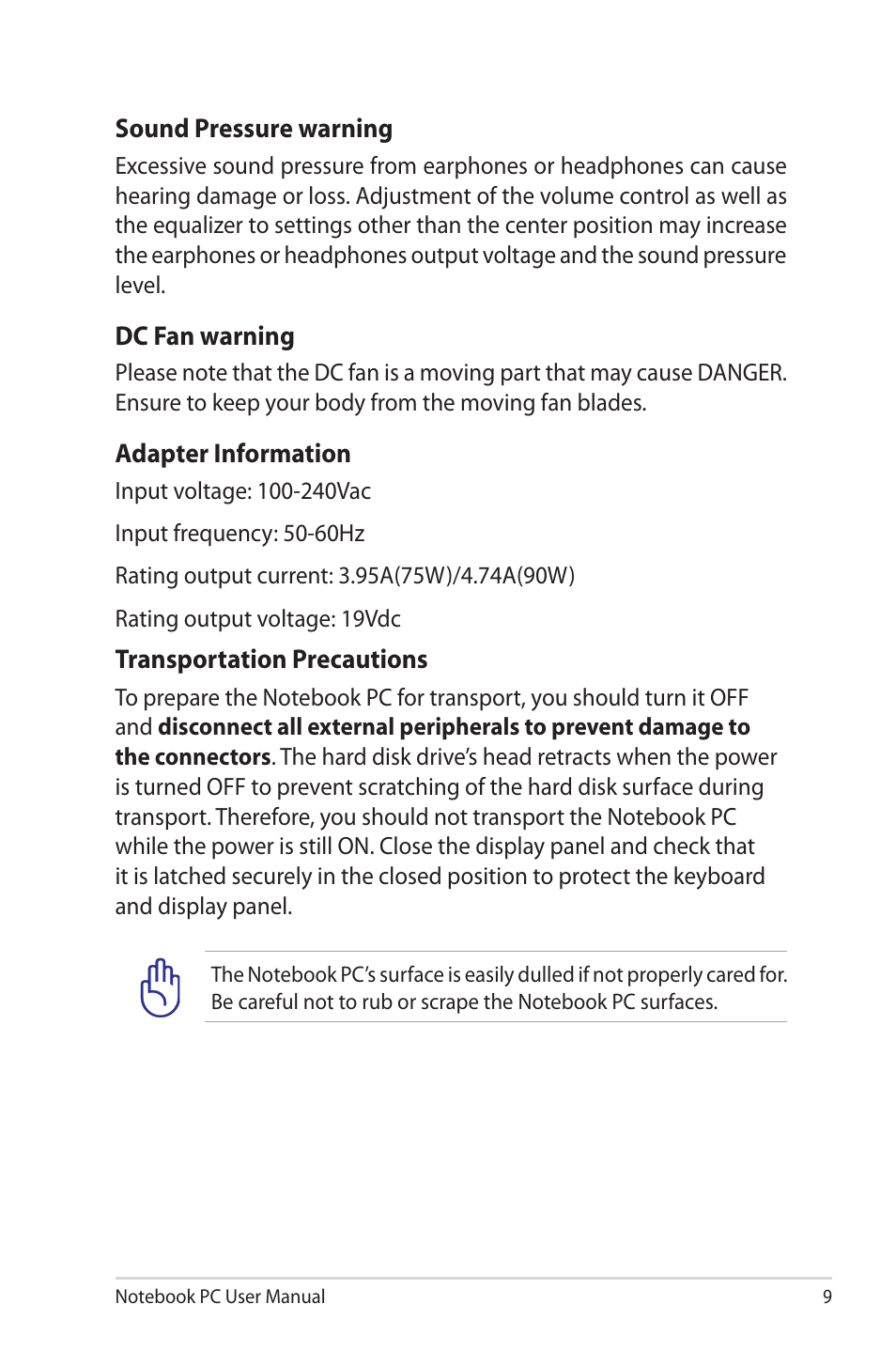 Asus X32VM User Manual | Page 9 / 110