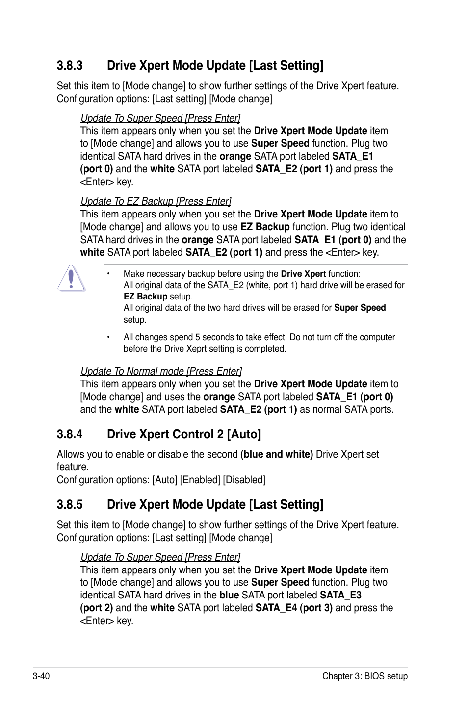 3 drive xpert mode update [last setting, 4 drive xpert control 2 [auto, 5 drive xpert mode update [last setting | Drive xpert mode update -40, Drive xpert control 2 -40 | Asus P5Q Premium User Manual | Page 112 / 196