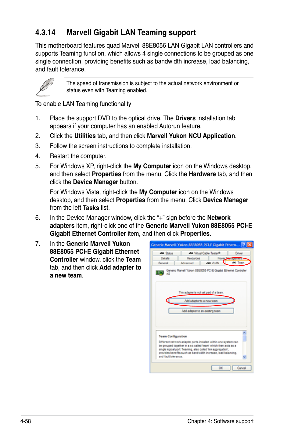 14 marvell gigabit lan teaming support, 14 marvell gigabit lan teaming support -58 | Asus P5Q Premium User Manual | Page 176 / 196