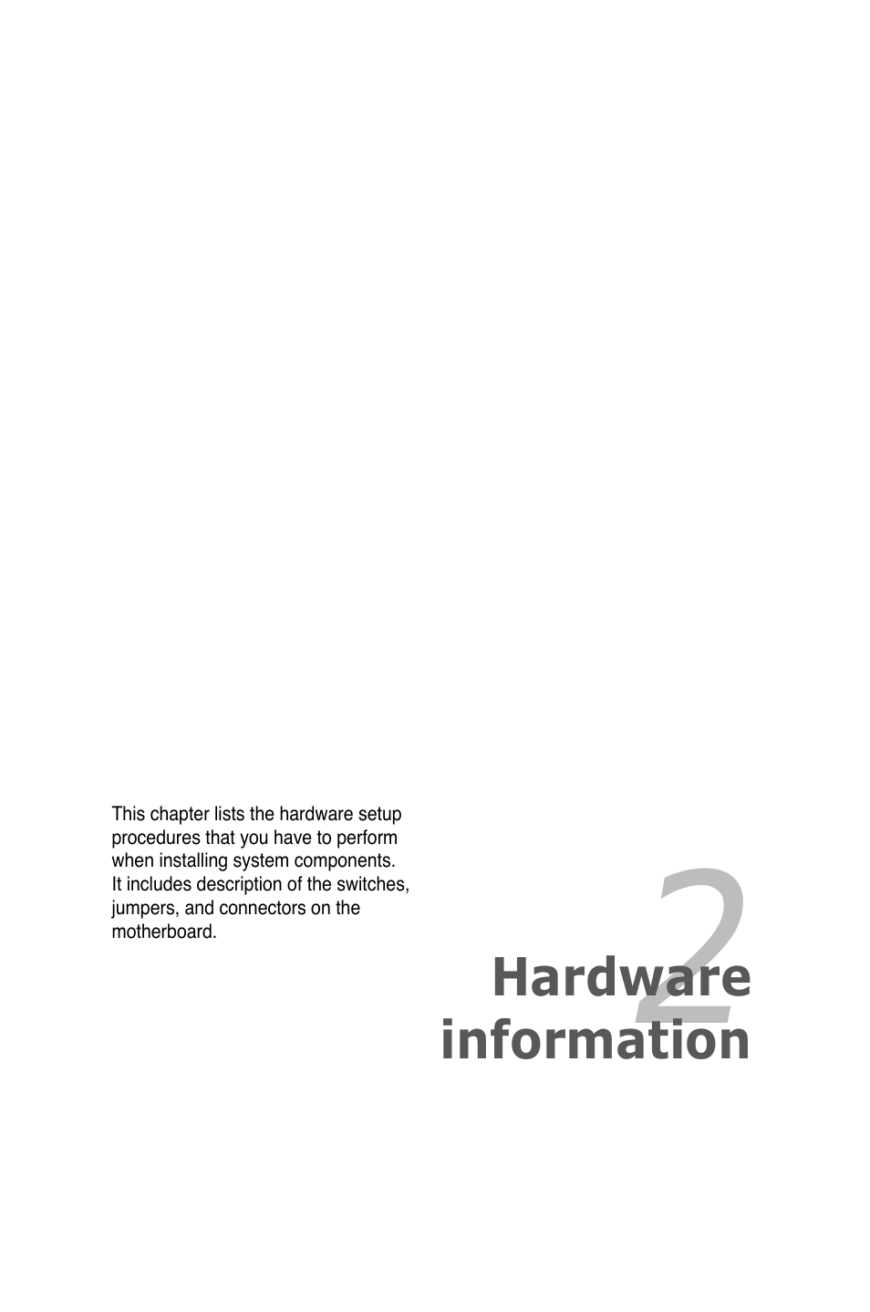 Chapter 2: hardware information, Chapter 2, Hardware information | Asus P5Q Premium User Manual | Page 25 / 196