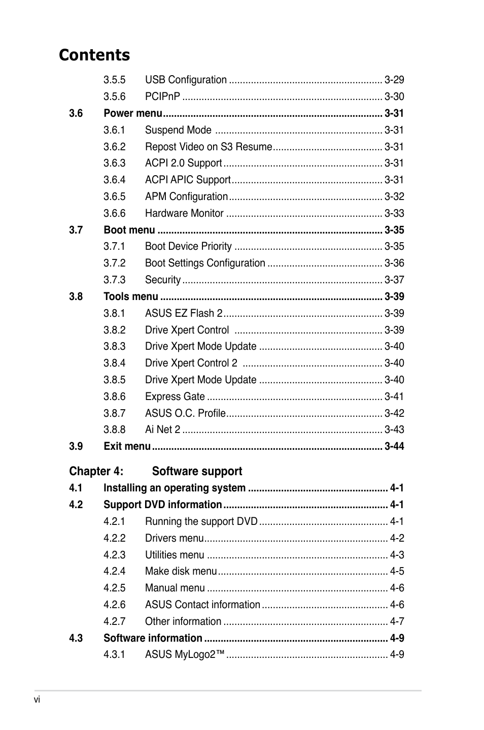 Asus P5Q Premium User Manual | Page 6 / 196