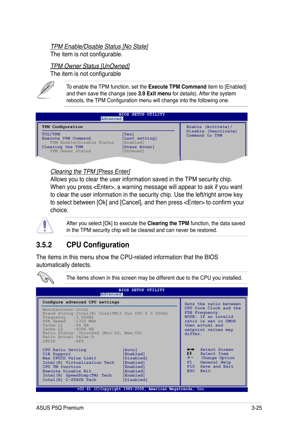 2 cpu configuration, Cpu configuration -25 | Asus P5Q Premium User Manual | Page 97 / 196