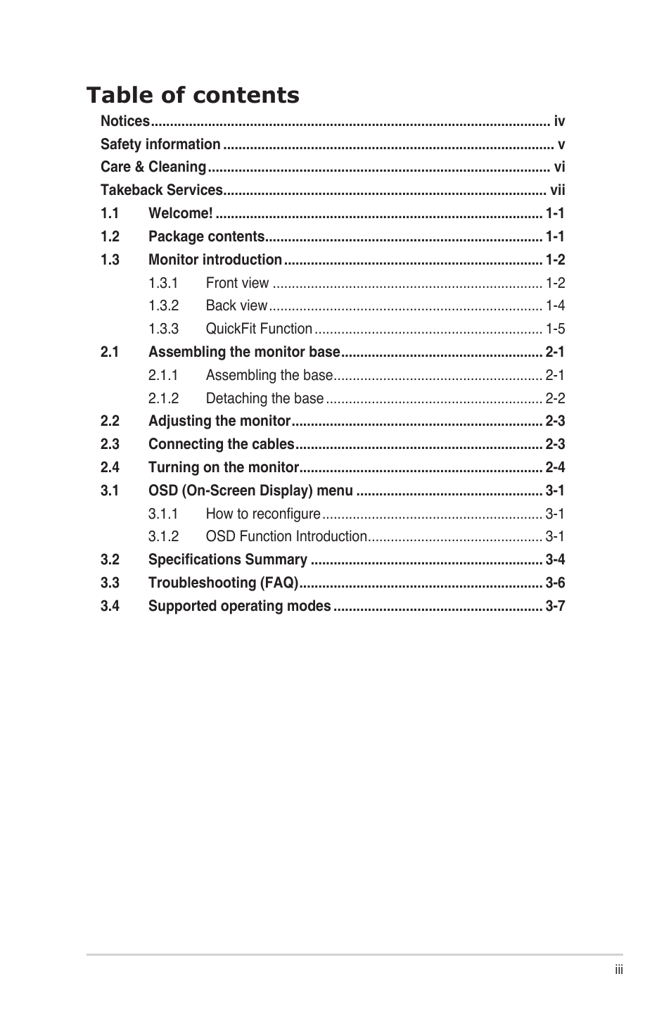 Asus MX279H User Manual | Page 3 / 23