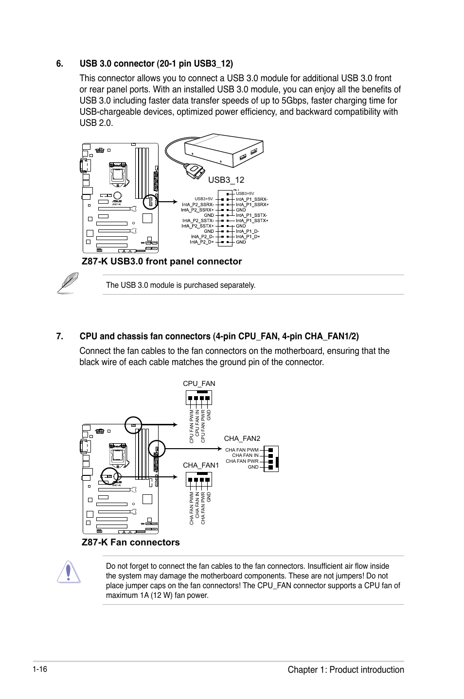 Z87-k usb3.0 front panel connector, Usb3_12 | Asus Z87-K User Manual | Page 24 / 74