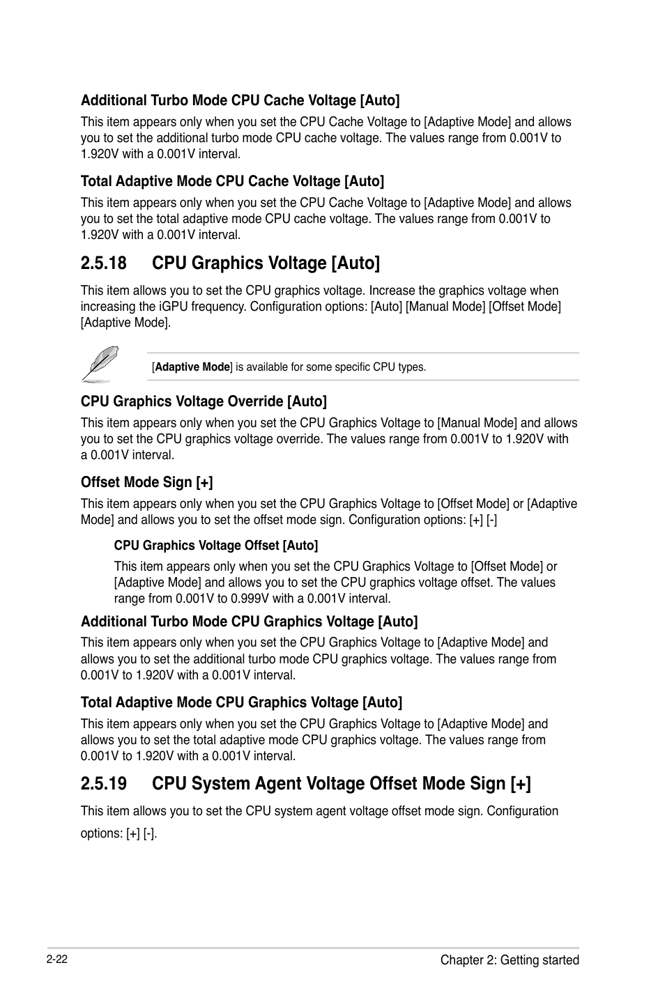 18 cpu graphics voltage [auto, 19 cpu system agent voltage offset mode sign | Asus Z87-K User Manual | Page 49 / 74