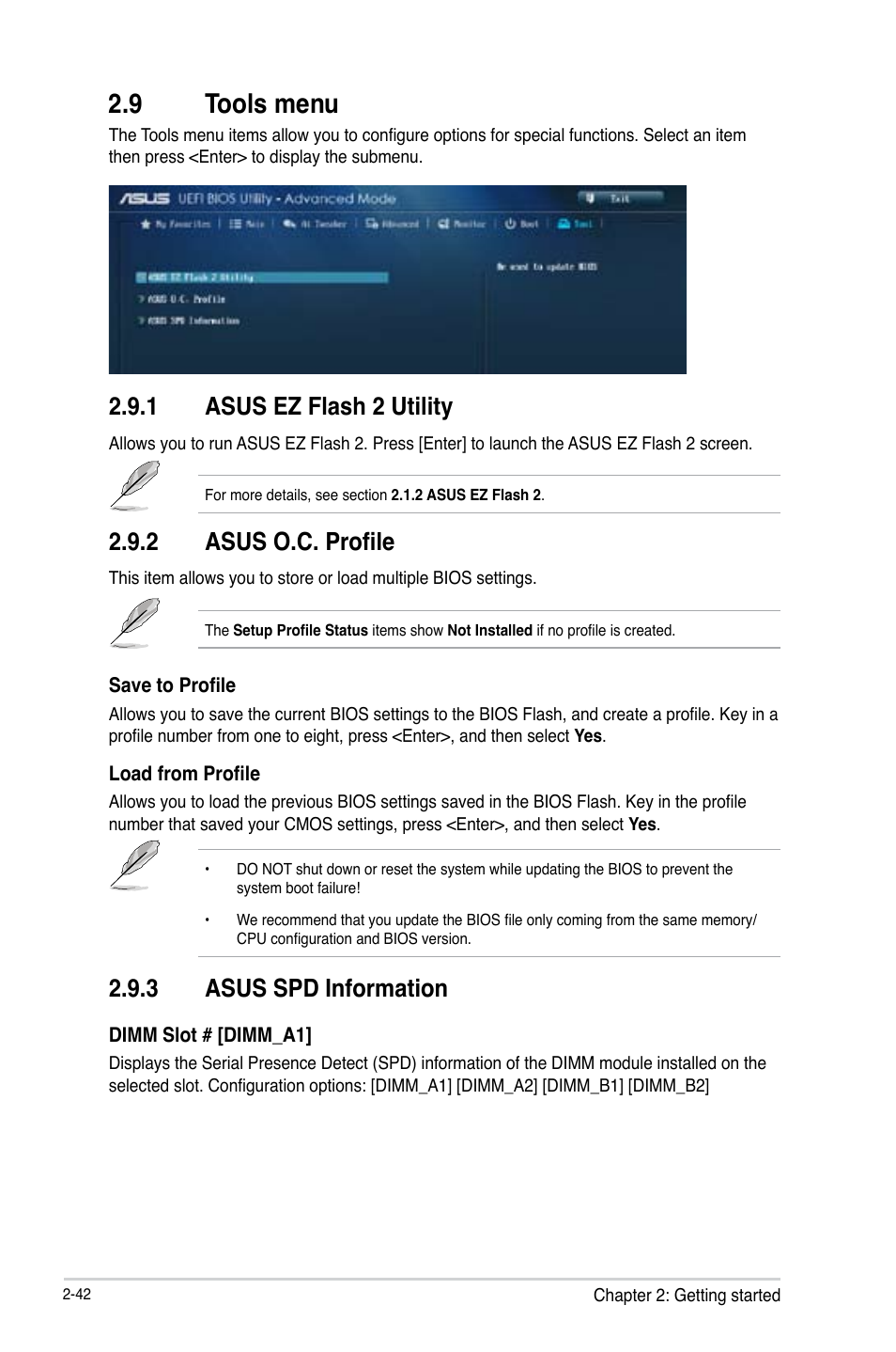 9 tools menu, 1 asus ez flash 2 utility, 2 asus o.c. profile | 3 asus spd information | Asus Z87-K User Manual | Page 69 / 74