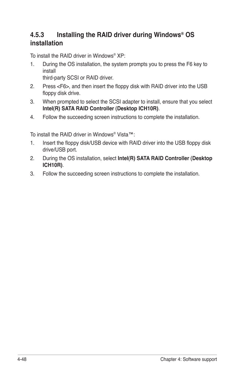 Installing the raid driver during, Windows, Os installation -48 | 3 installing the raid driver during windows, Os installation | Asus P6TD Deluxe User Manual | Page 164 / 178