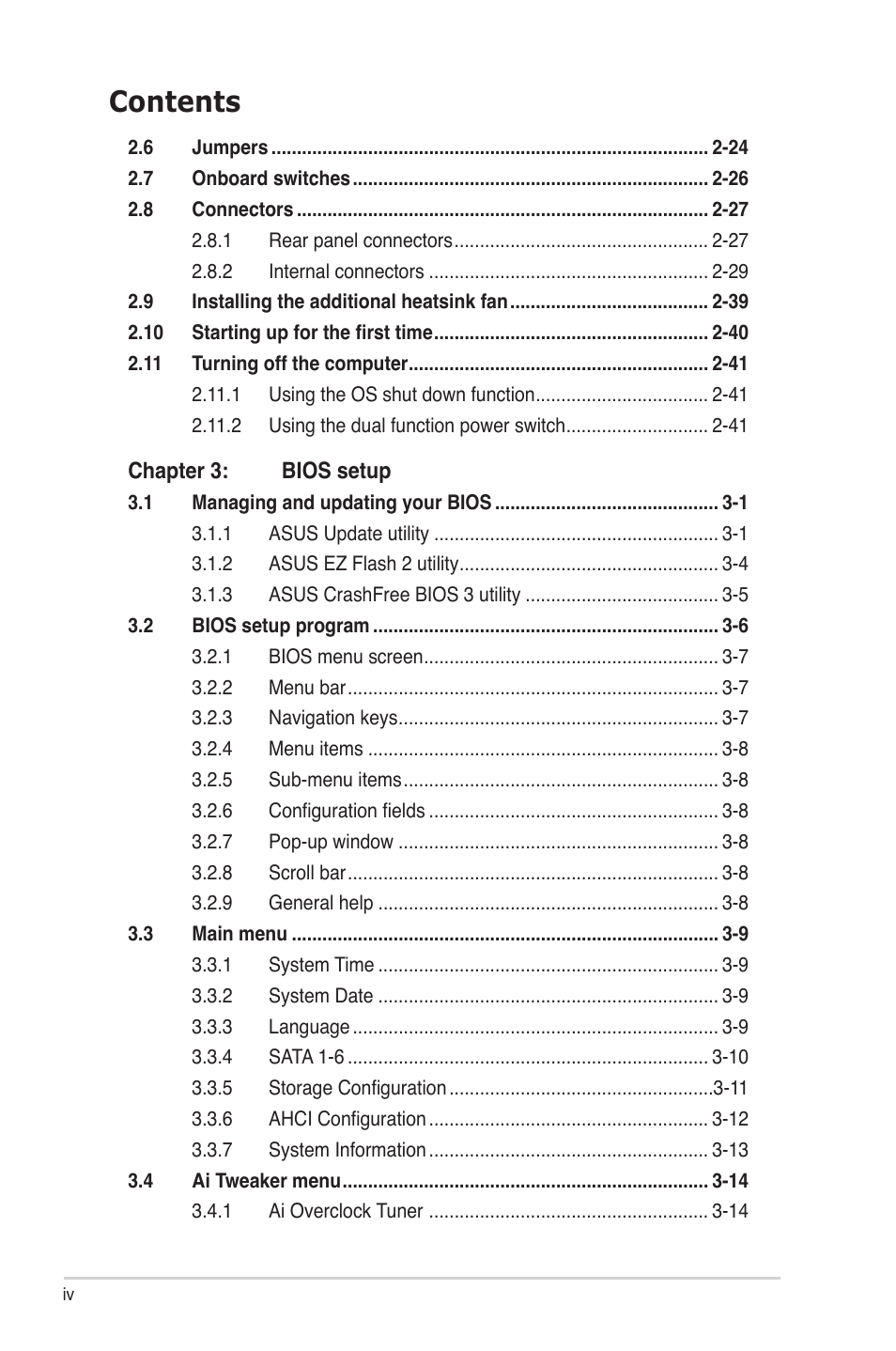 Asus P6TD Deluxe User Manual | Page 4 / 178