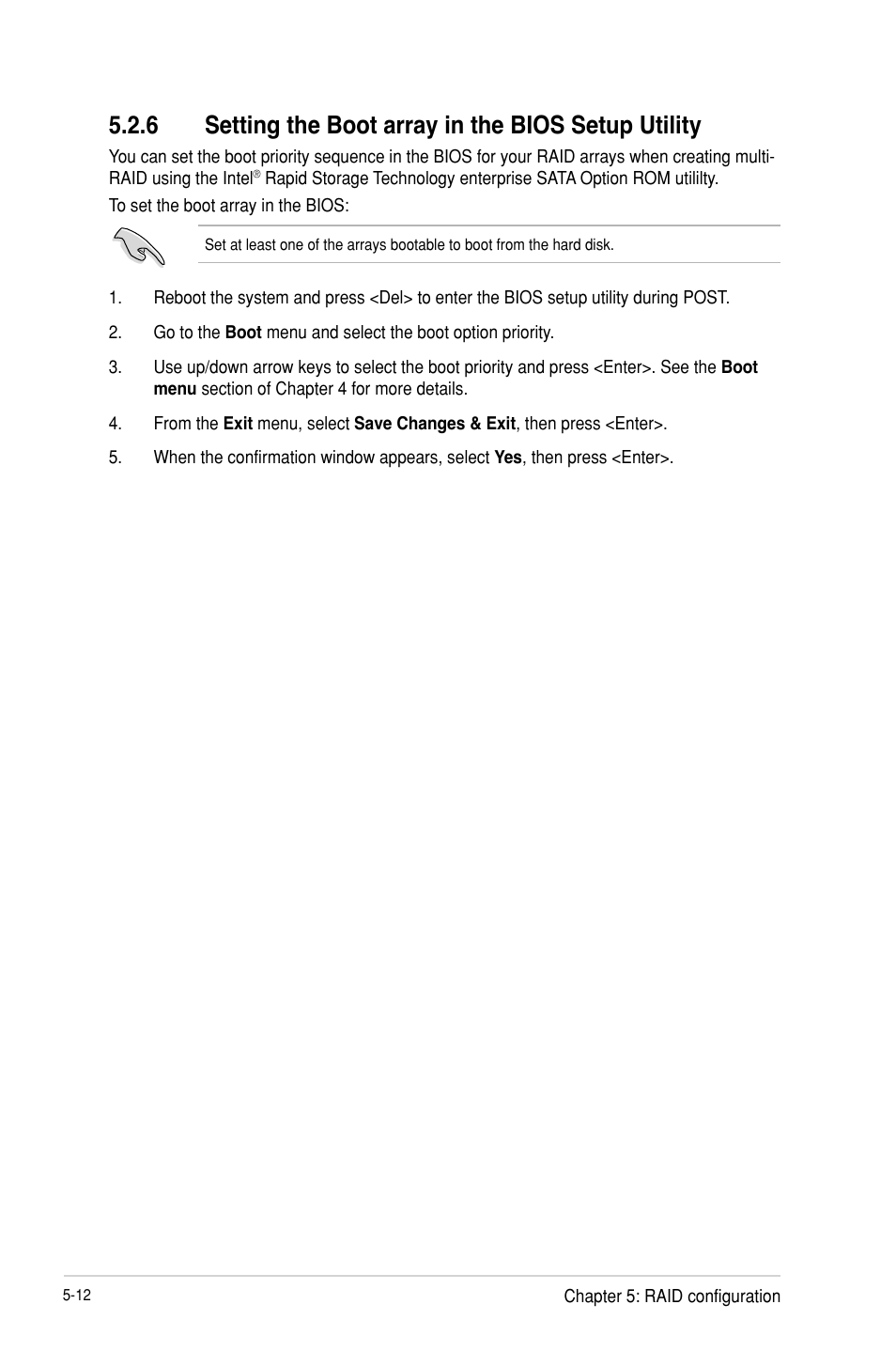 6 setting the boot array in the bios setup utility | Asus P9D-V User Manual | Page 108 / 150