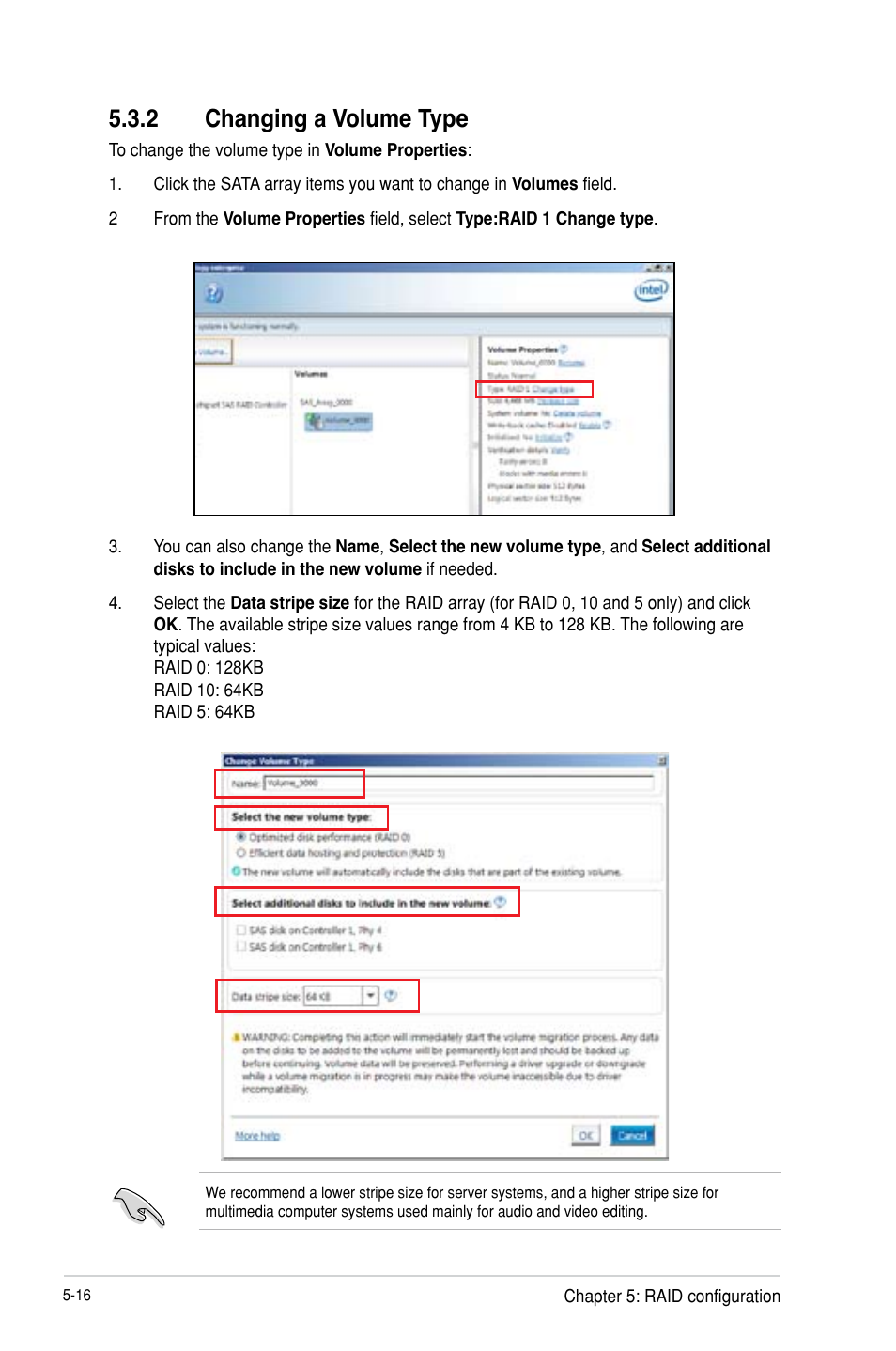 2 changing a volume type | Asus P9D-V User Manual | Page 112 / 150