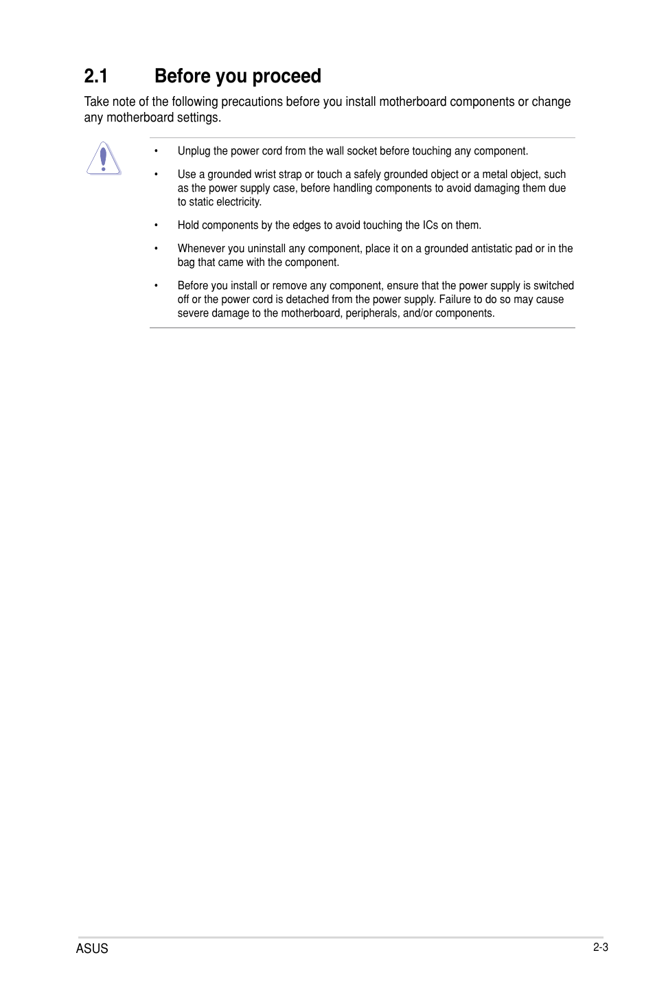 1 before you proceed, Before you proceed -3 | Asus P9D-V User Manual | Page 21 / 150