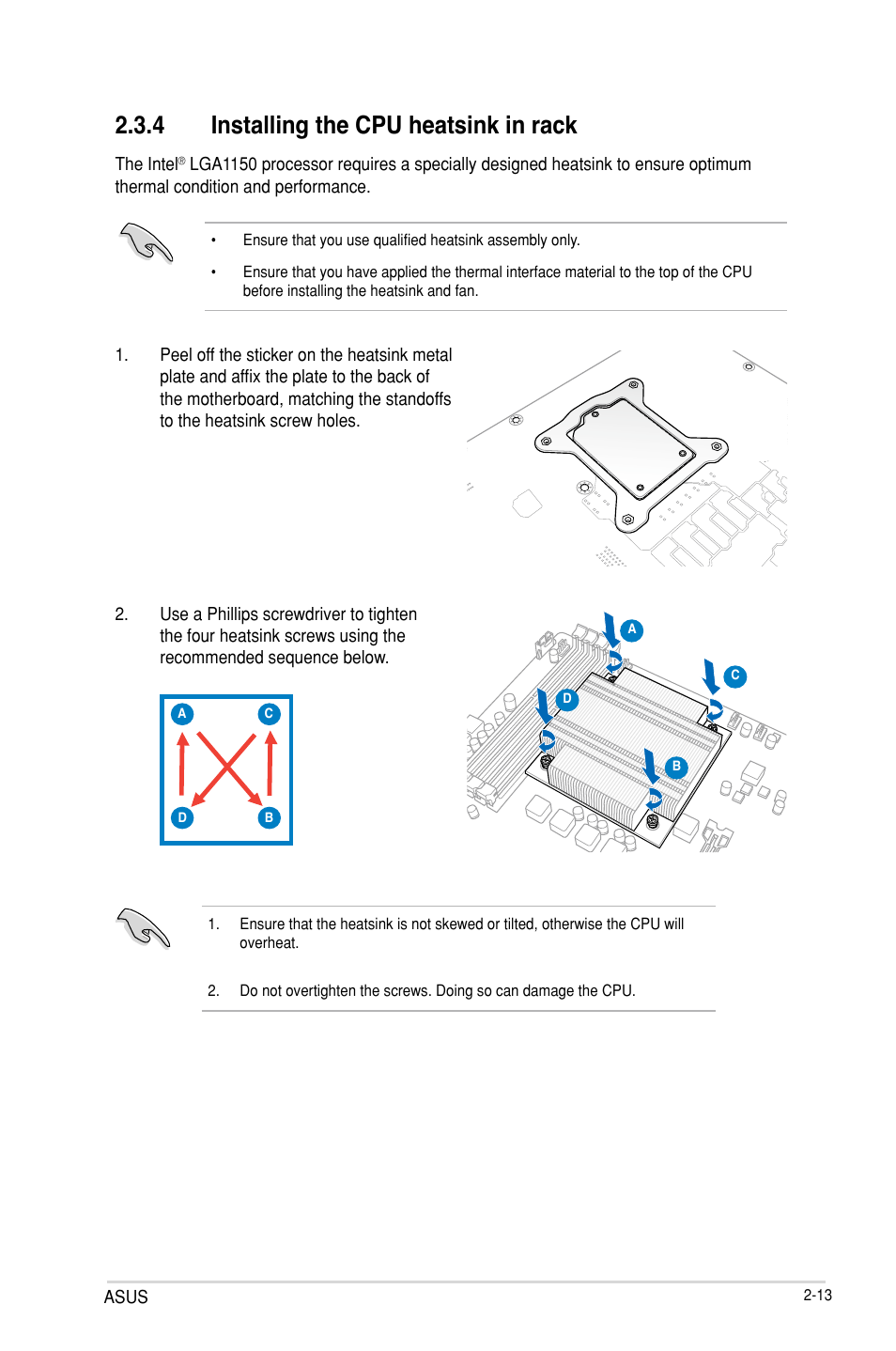 4 installing the cpu heatsink in rack | Asus P9D-V User Manual | Page 31 / 150