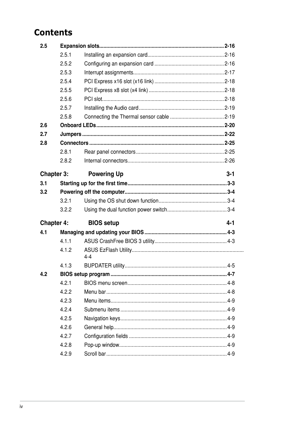 Asus P9D-V User Manual | Page 4 / 150