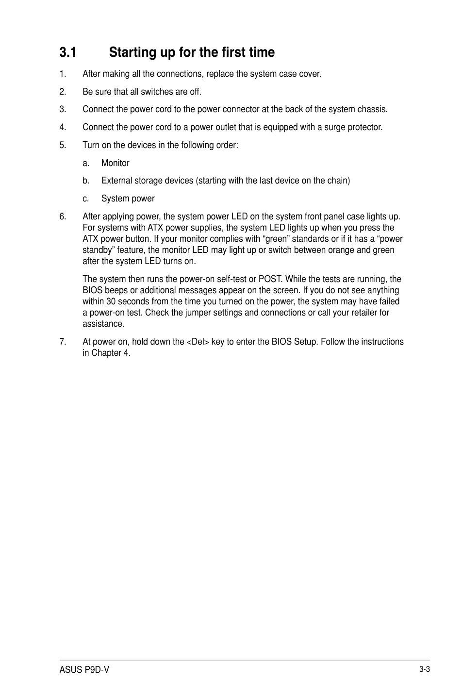1 starting up for the first time | Asus P9D-V User Manual | Page 55 / 150