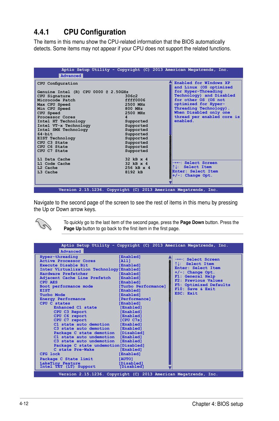 1 cpu configuration, Chapter 4: bios setup | Asus P9D-V User Manual | Page 68 / 150