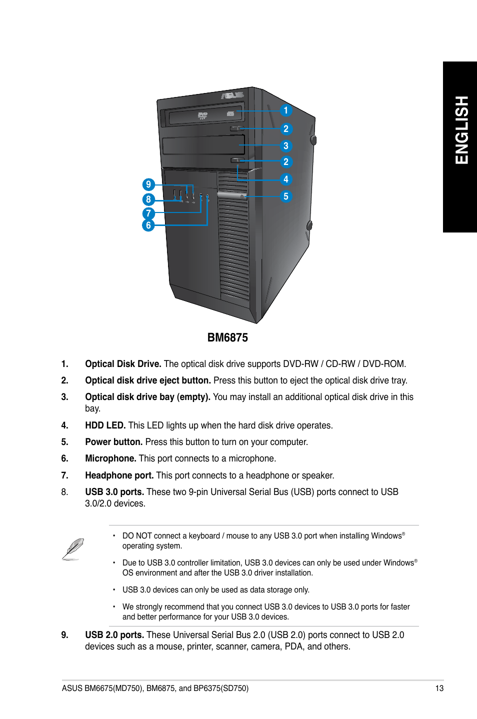 En g lis h en g li sh | Asus BP6375 User Manual | Page 13 / 70