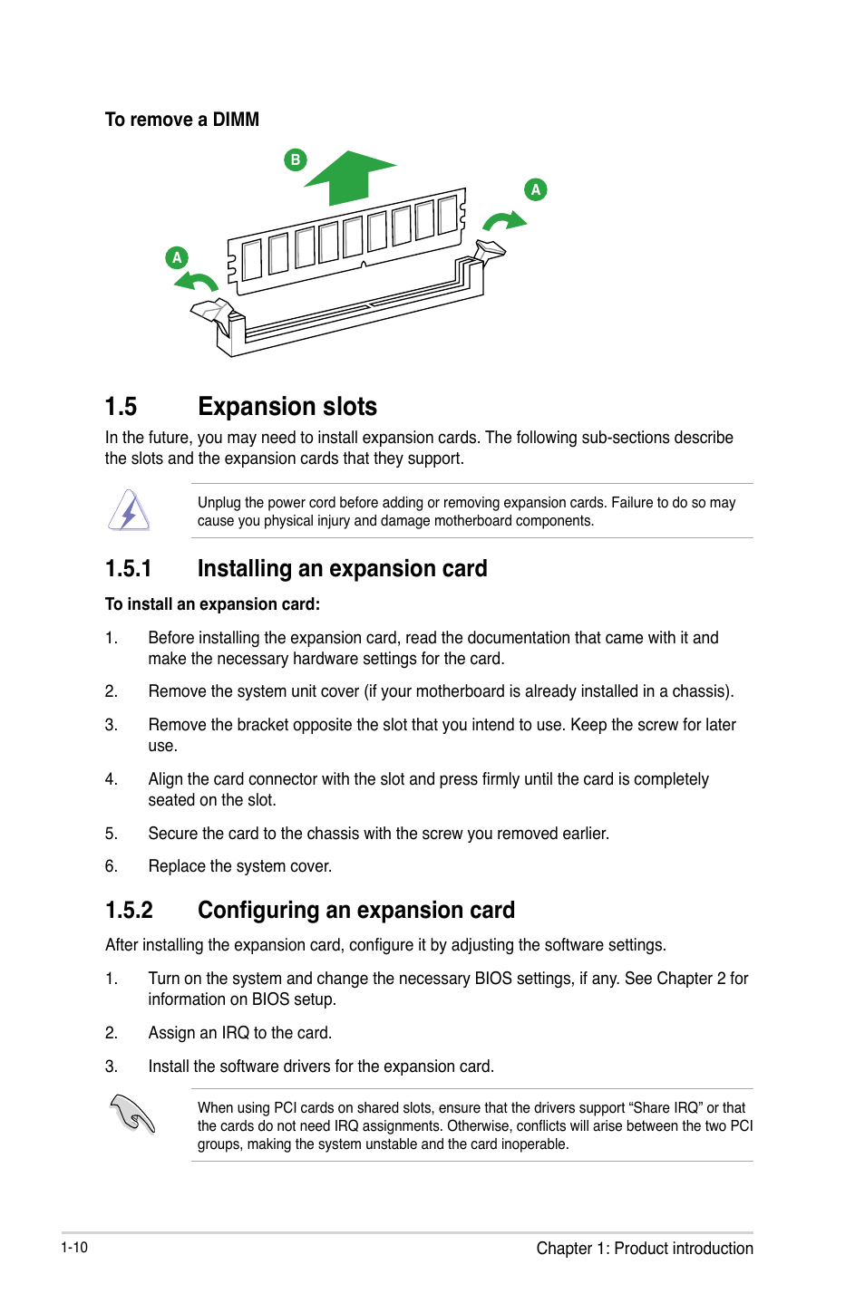 5 expansion slots, Expansion slots -10, 1 installing an expansion card | 2 configuring an expansion card | Asus A88XM-PLUS User Manual | Page 20 / 76