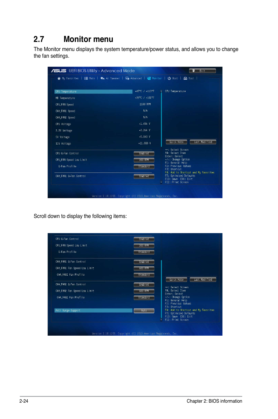 7 monitor menu, Monitor menu -24 | Asus A88XM-PLUS User Manual | Page 60 / 76