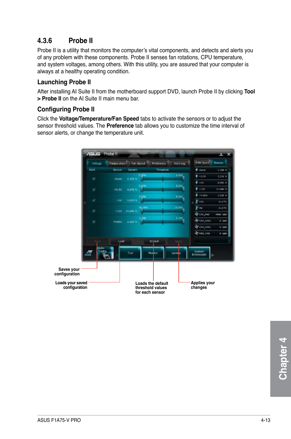 6 probe ii, 6 probe ii -13, Chapter 4 | Asus F1A75-V PRO User Manual | Page 105 / 124