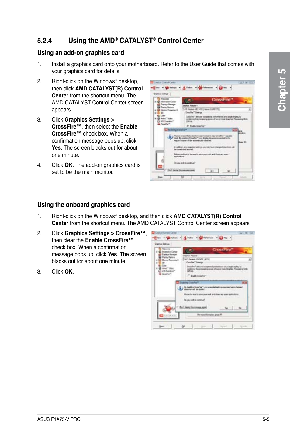 4 using the amd® catalyst® control center, Using the amd, Catalyst | Control center -5, Chapter 5, 4 using the amd, Control center | Asus F1A75-V PRO User Manual | Page 121 / 124