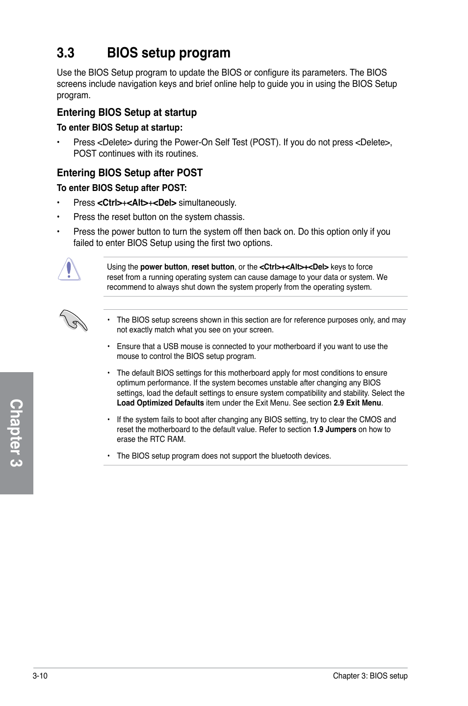 3 bios setup program, Bios setup program -10, Chapter 3 | Asus F1A75-V PRO User Manual | Page 68 / 124