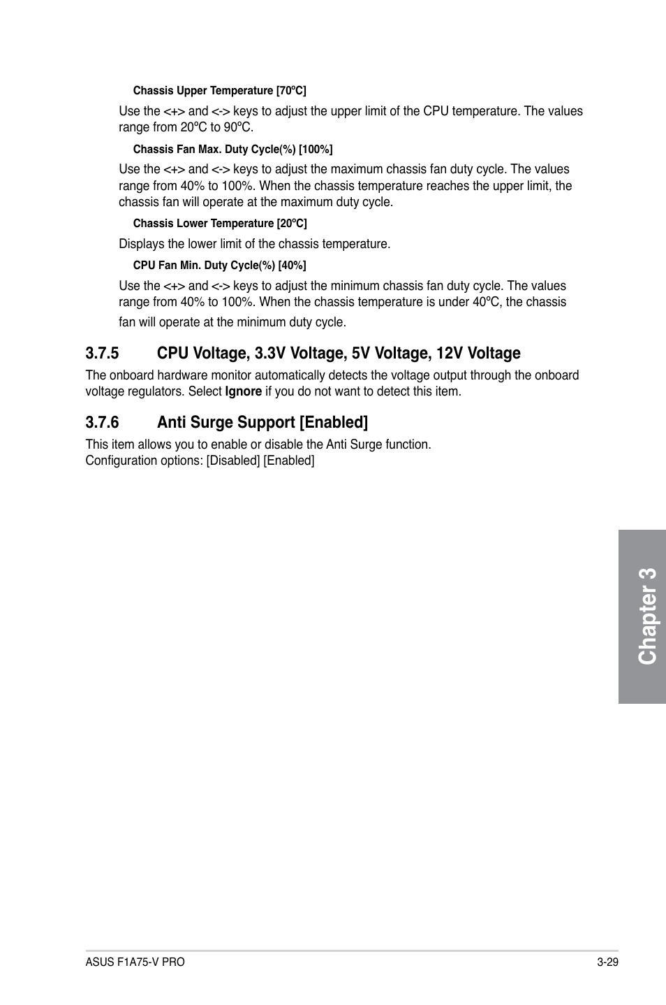 6 anti surge support [enabled, Anti surge support [enabled] -29, Chapter 3 | Asus F1A75-V PRO User Manual | Page 87 / 124